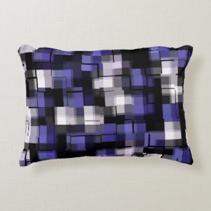 Blauwe Paarse zwarte witte rendy Accent Kussen