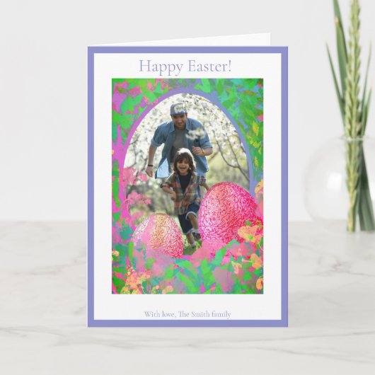 Blauwe paaseierjacht feestdagen kaart (Voorkant)