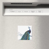 Blauwe pacock met prachtige staartwaren magneet (Insitu (Vaatwasser))