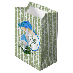 Blauwe paddenstoelen op Aspen Birthday Medium Cadeauzakje