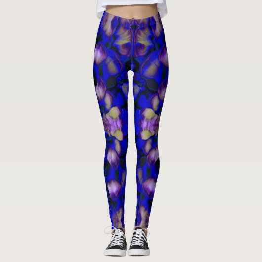 Blauwe paddestoel leggings (Voorkant)