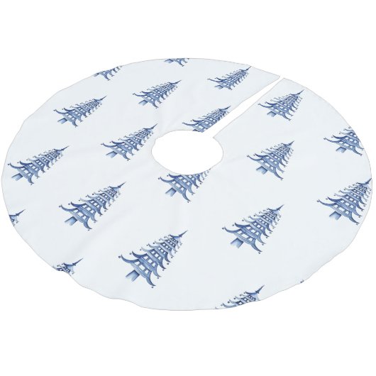 Blauwe Pagoda Kerstboom Patroon Tree Rok Kerstboom Rok (Gekanteld)
