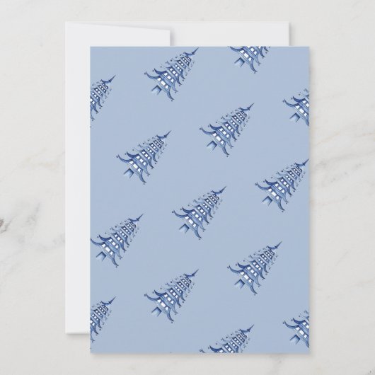 Blauwe Pagode Kerstboom Cadeaukaarthouder Kaart (Achterkant)