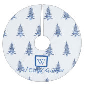 Blauwe pagode kerstboom monogram patroon kerstboom rok (Voorkant)