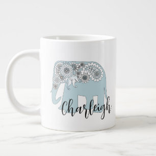 Blauwe Paisley Olifant Boho Chic Extra Grote Beker