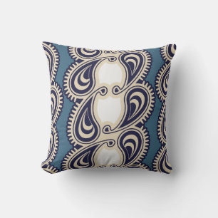 Blauwe Paisley Omkeerbaar Ontwerp Kussen