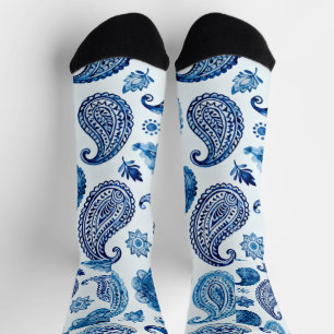 Blauwe Paisley-sokken voor vrouwen Sokken