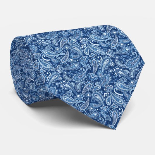 Blauwe Paisley stropdas (Opgerold)