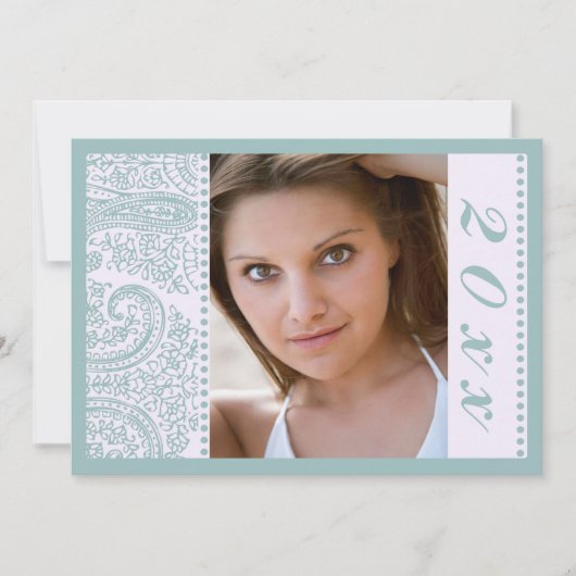 Blauwe paisleyfotograaf aankondiging (Voorkant)