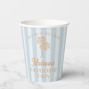 Blauwe Palm Lente Pastel Strand Meisjesuitje Party Papieren Bekers