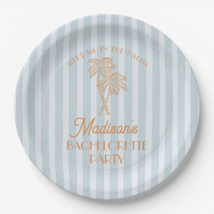 Blauwe Palm Lente Pastel Strand Meisjesuitje Party Papieren Bordje