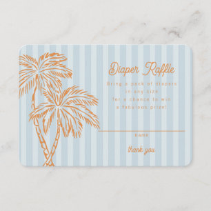 Blauwe Palm Springs Pastel Luier Raffle Insert Informatiekaartje