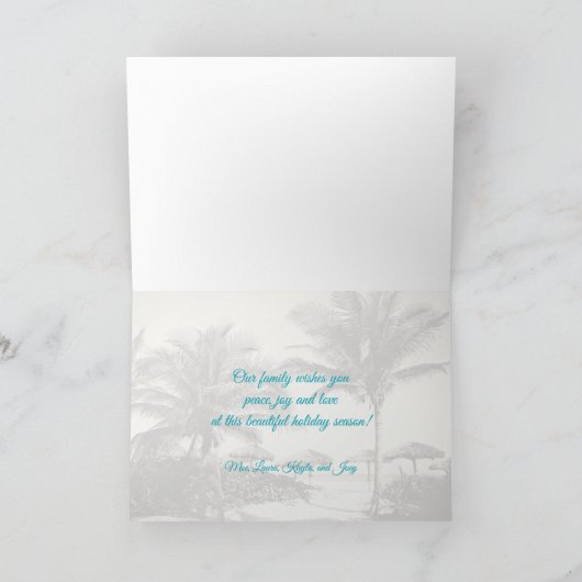 Blauwe palmbomen Aangepaste Kaart voor kerstmis (Binnen)