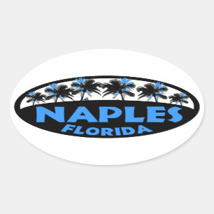 Blauwe palmen uit Napels Florida Ovale Sticker