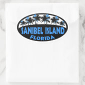 Blauwe palmen van het eiland Florida Ovale Sticker (Tas)