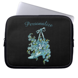 blauwe pansies in Victoriaans schoenen personalis Laptop Sleeve