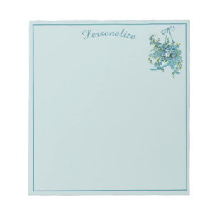  blauwe pansies in Victoriaans schoenen personalis Notitieblok