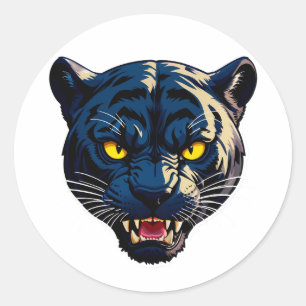 Blauwe Panter Kop Felle Wildlife Fles decoratie Ronde Sticker