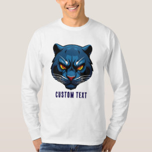 Blauwe Panter Kop Silhouet T-shirt