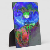 Blauwe papaver, blauwe abstracte bloem fotoplaat (Zijkant)