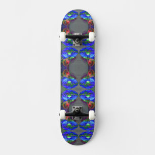 Blauwe papaver, blauwe abstracte bloem skateboard
