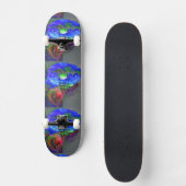 Blauwe papaver, blauwe abstracte bloem skateboard (Voorkant)
