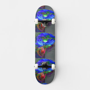 Blauwe papaver, blauwe abstracte bloem skateboard