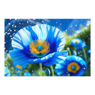 Blauwe Papaver Droom – Ethische Macro Bloemkunst Foto Afdruk