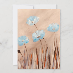 Blauwe papaver in gras feestdagenkaart