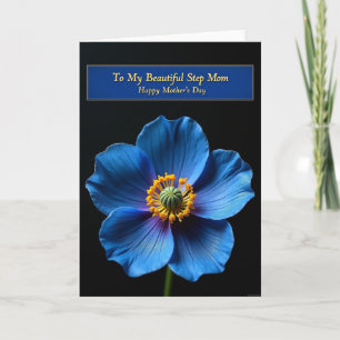 Blauwe Papaver Stiefmoederdag kaart