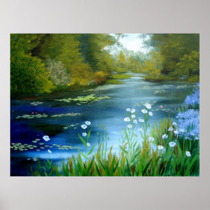 Blauwe papavers afdrukken poster