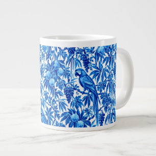 Blauwe papegaaien in een tropische tuin extra grote beker