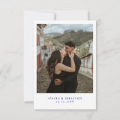 Blauwe Papel Picado geïnspireerde bruiloft Save The Date (Achterkant)