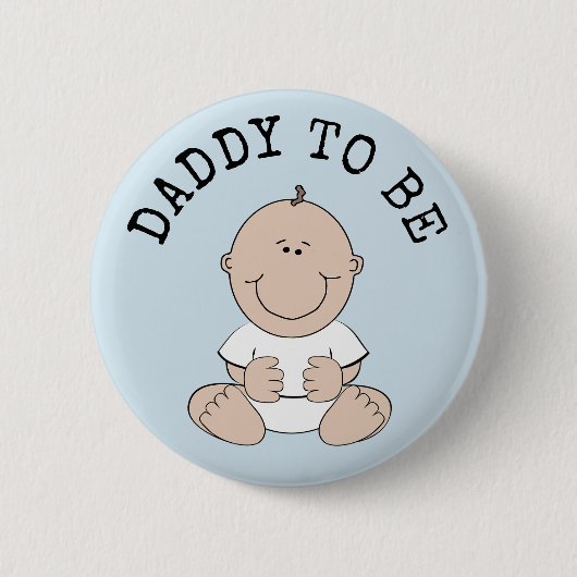 Blauwe pappa om Baby shower Button te worden (Voorkant)