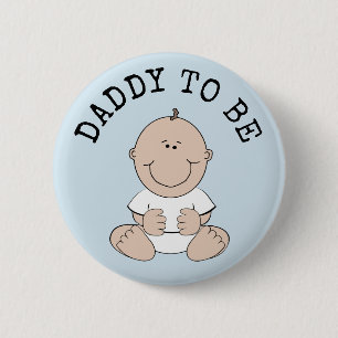 Blauwe pappa om Baby shower Button te worden
