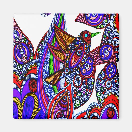 Blauwe paradijsvogel Witte magneet (Voorkant)