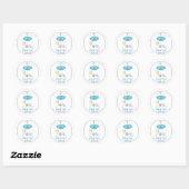 Blauwe paraplu, slapende baby boy shower bedankt ronde sticker (Vel)