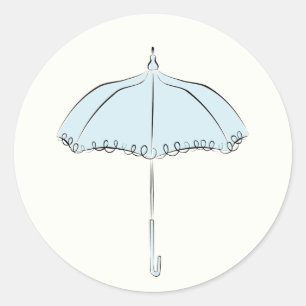 Blauwe parasol ronde sticker