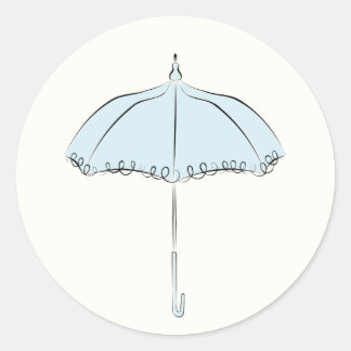 Blauwe parasol ronde sticker