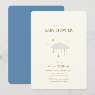 Blauwe Parel Moderne Elegante Regendruppel Babybor Kaart