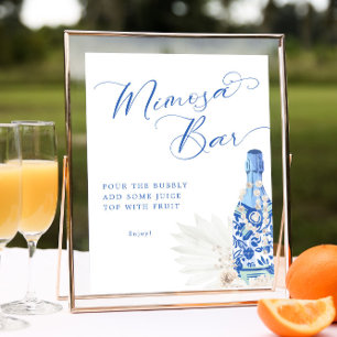 Blauwe parels en Prosecco Mimosa bord Poster