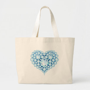 Blauwe Pareltjes voor het hart Grote Tote Bag
