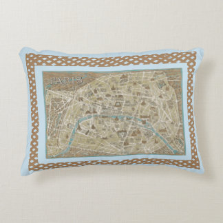 Blauwe PARIS KAART Topiaire Accent Kussen