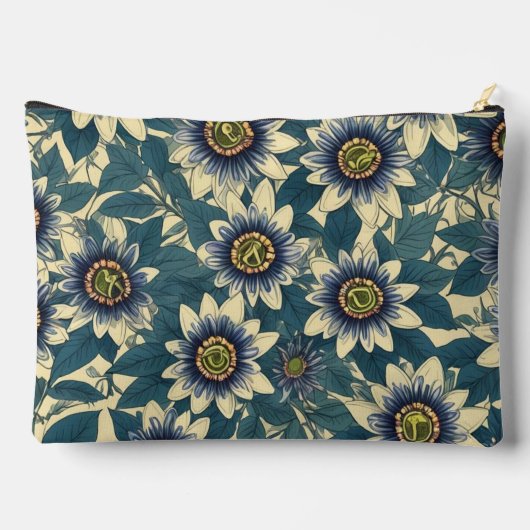 Blauwe Passie Bloem patroon Etui (Achterkant)