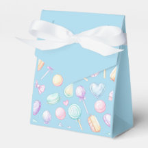"Blauwe Pastel Ballon- en Hart Favorieten Doos"