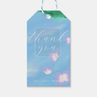 Blauwe Pastel Bedankt - Bloemige Oliekleur Gift Ta Cadeaulabel