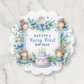 Blauwe Pastel Bloemenfee Eerste Verjaardag - Bedankjes Labels (Voorkant)