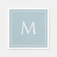 Blauwe pastel elegante monogram initiaal