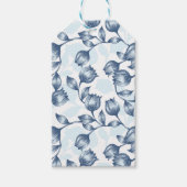 Blauwe pastel Elegantie: Tulp Silhouet Bloemen Pat Cadeaulabel (Voorkant)