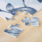 Blauwe pastel Elegantie: Tulp Silhouet Bloemen Pat Legpuzzel (Zijkant)